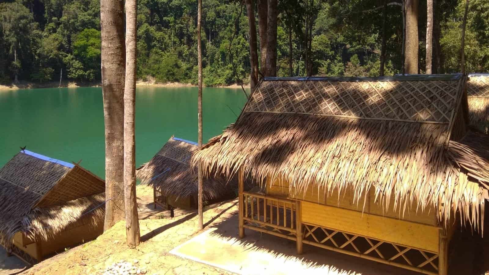 Bamboo hut camp Khao Sok Wildlife tour Cheow Lan Lake basic accommodation