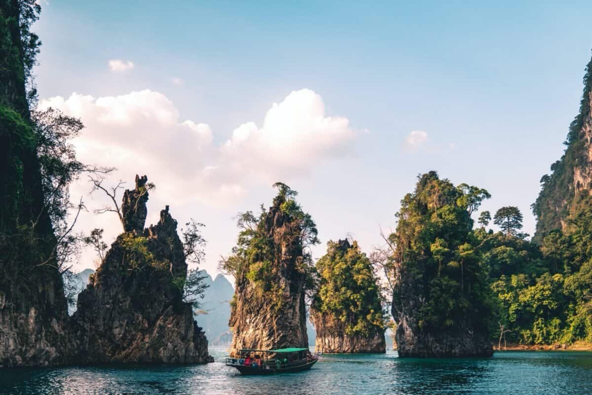 Cheow Lan Lake Khao Sok three rocks limestone karsts Guilin of Thailand