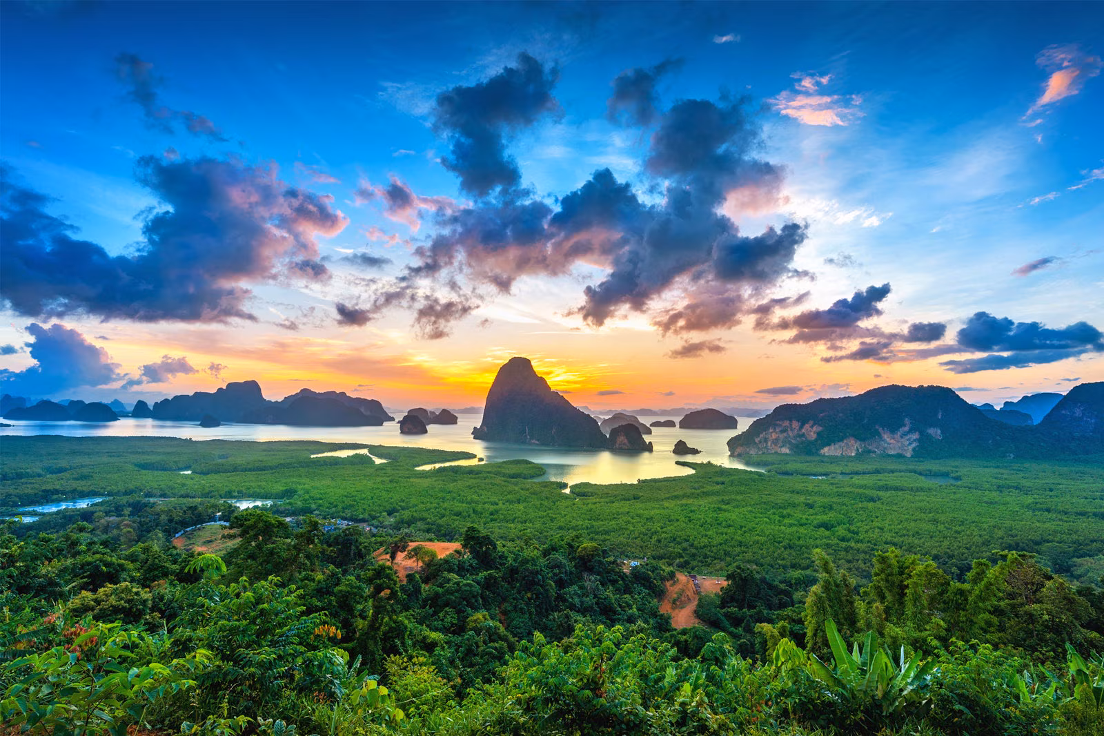 Samet Nangshe Viewpoint Phang Nga Bay first light limestone karsts sunrise