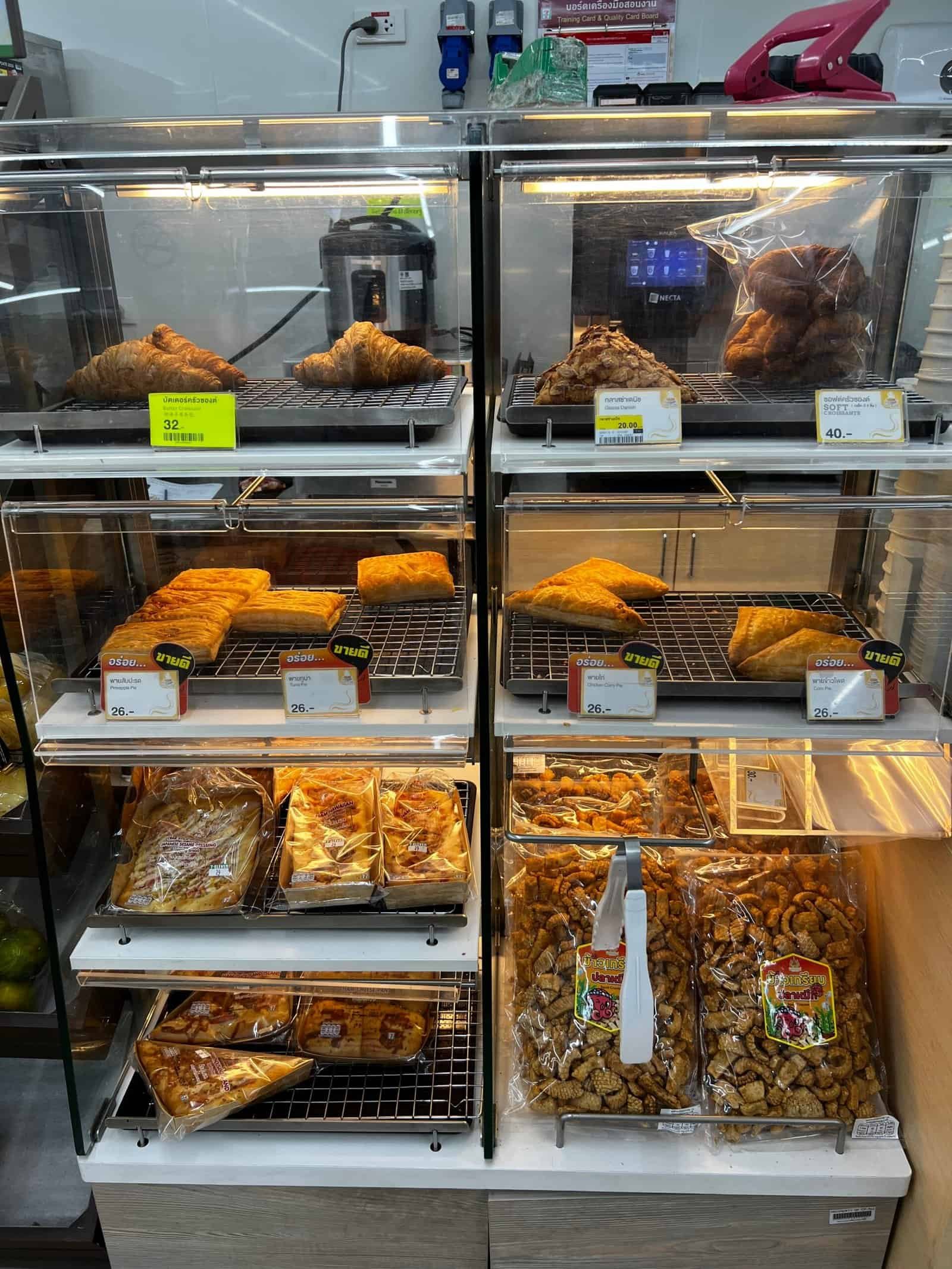 Croissants and hot food at 7-Eleven Thailand