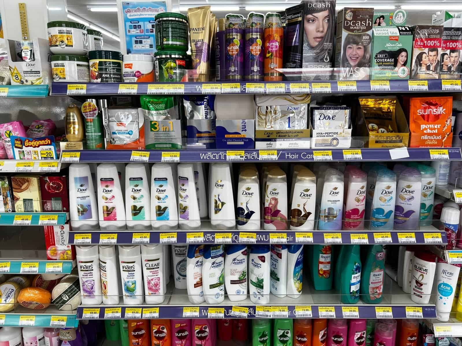 Hair products shampoo and hair mask at 7-Eleven Thailand