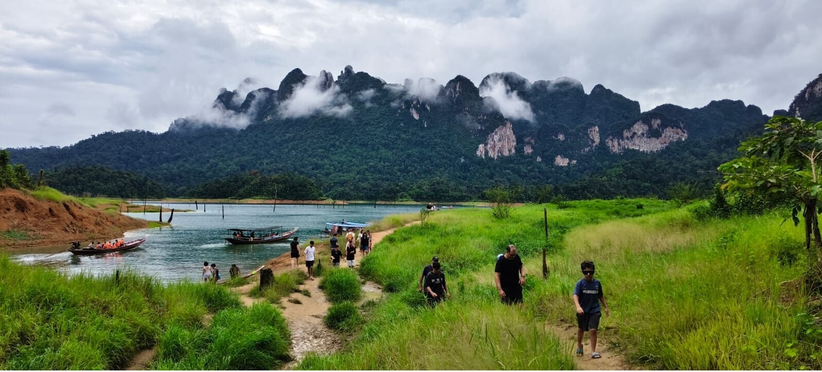 Khao Sok lake hiking mountains clouds rainy season green nature southern Thailand