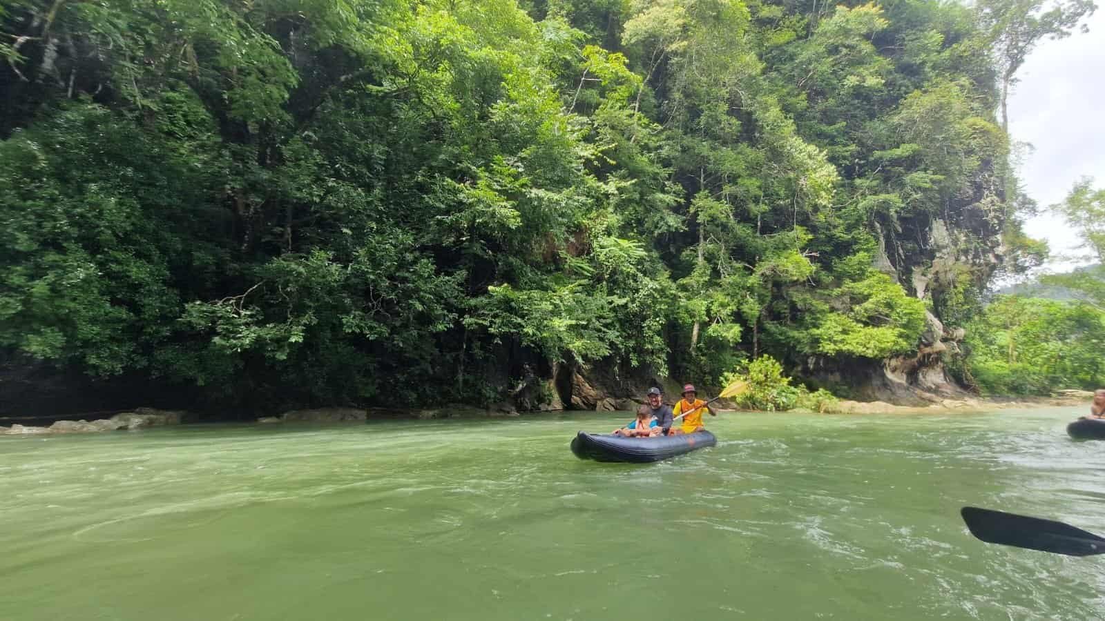Canoeing on the wide Sok River in Khao Sok National Park