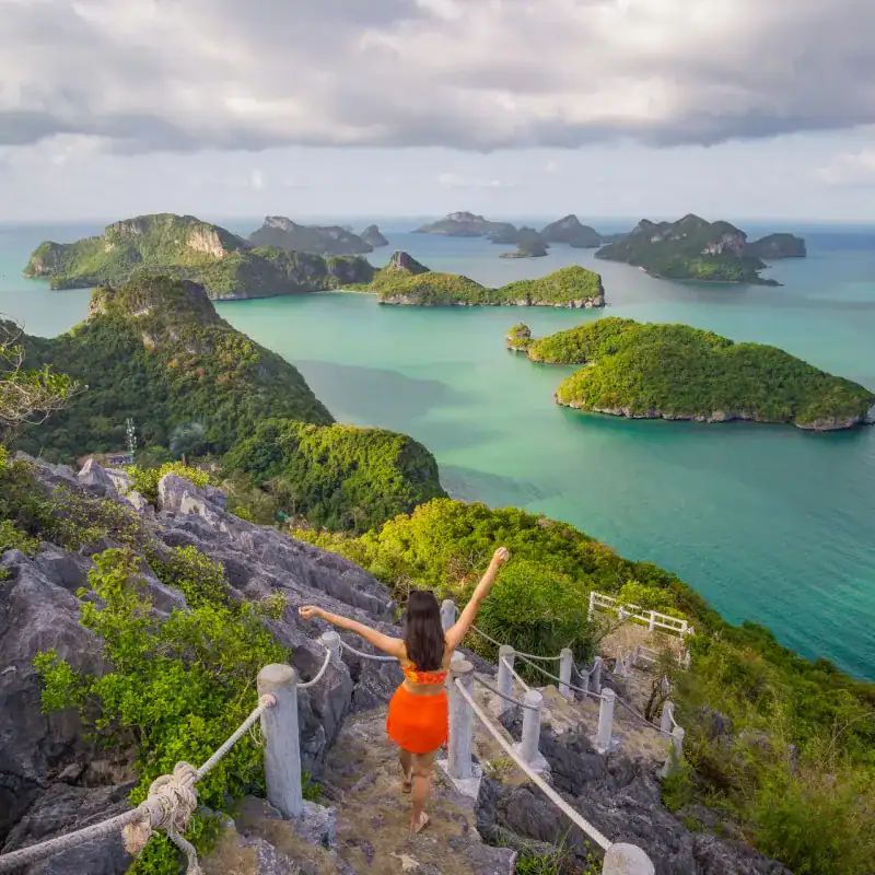 Ang Thong Marine Park near Koh Samui with emerald lagoon and island viewpoint, Thailand