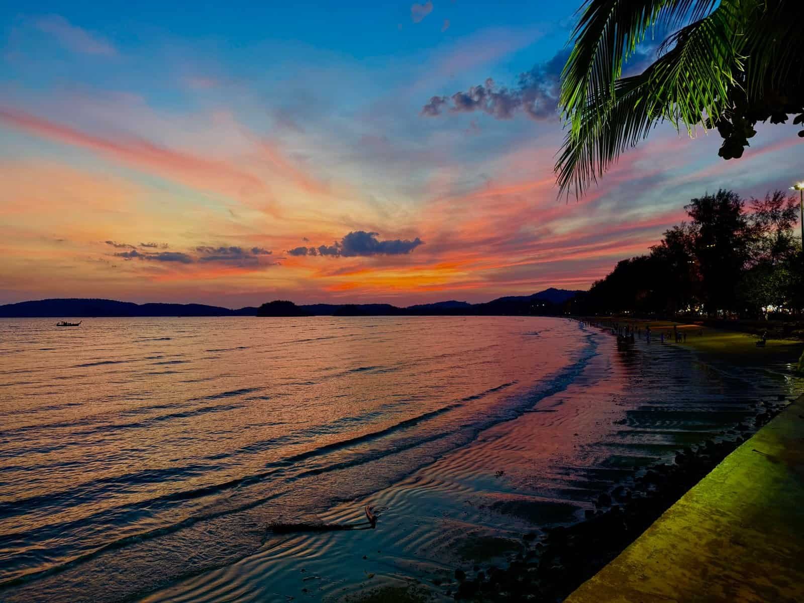 Sunset over the beach at Ao Nang, Krabi, Thailand