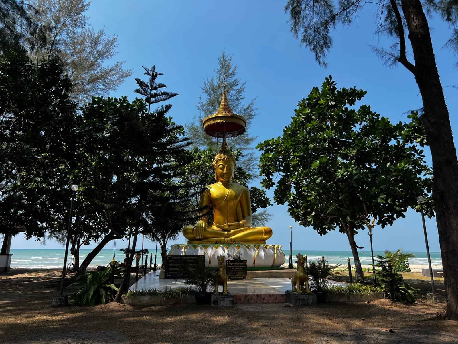 Golden Buddha statue Ban Nam Khem Tsunami Memorial Park Khao Lak Andaman Sea