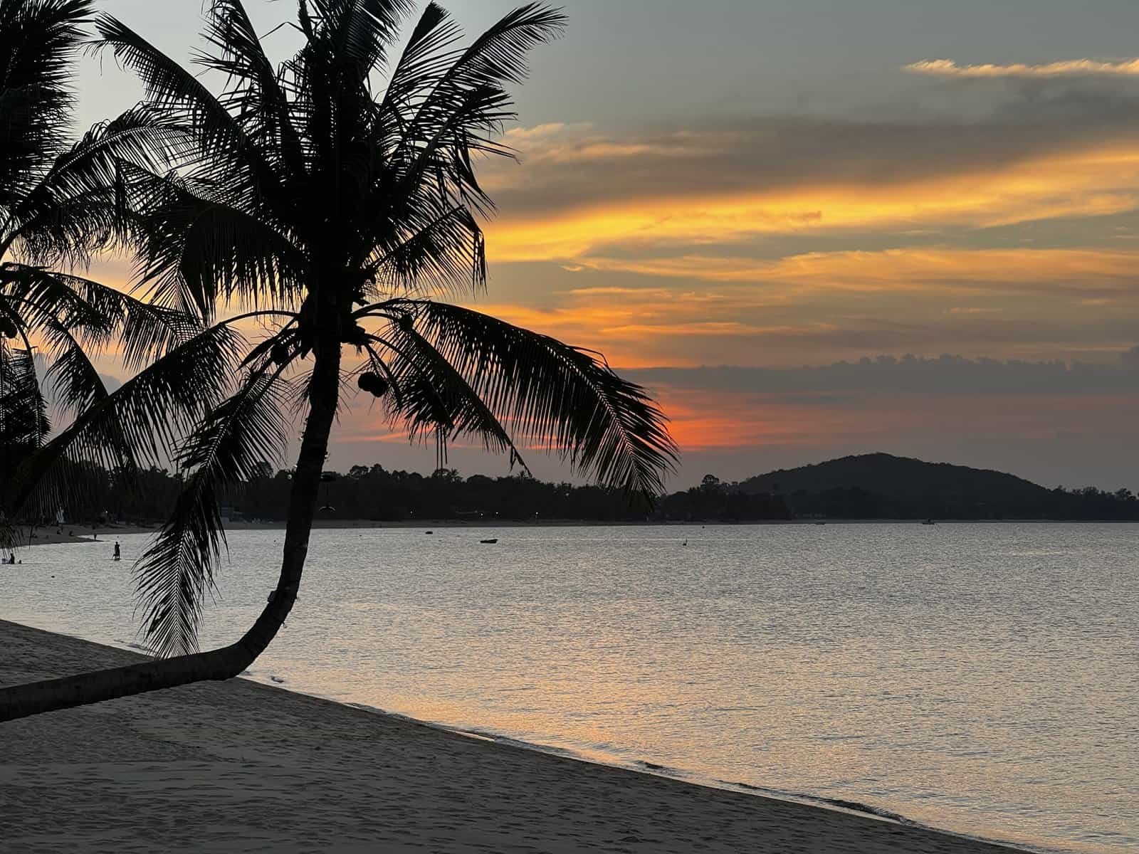 Sunset over Bophut on Koh Samui's Gulf coast, Thailand