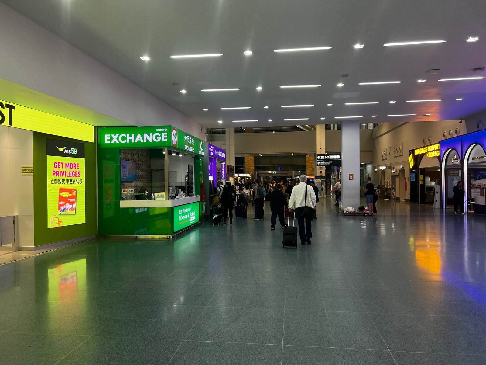 Kasikorn Bank exchange counter Phuket Airport arrivals hall Baht currency HKT