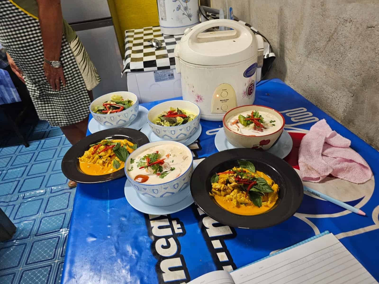 Freshly cooked Thai dishes made during the cooking class in Khao Lak